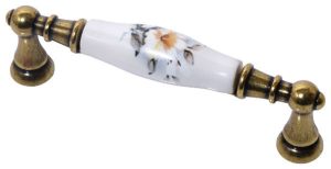 Меблева ручка 15141PO962B.07 фарфор/золото valenza