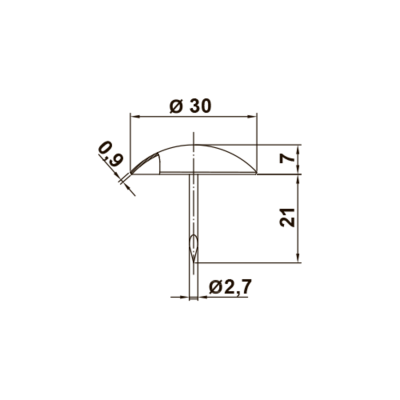 amig cvyah dekorativniy z krugloy shlyapkoju mod.1 30 mm gladkiy 1