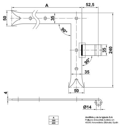 amig petlya nakladna kutova mod.4000 400h300h4 mm liva 2