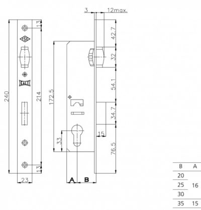 kale zamok alu 23 mm 155u 30 rolik b30 mm 2