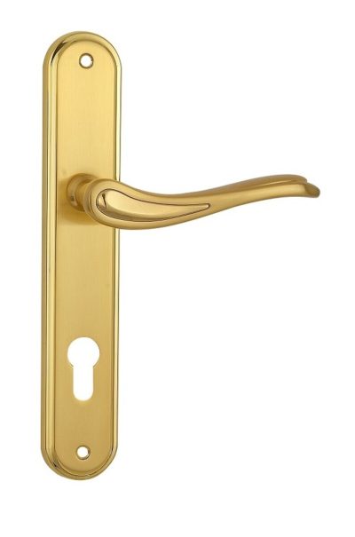 SIBA Ручка дверна MODENA на планці PZ - 85 мм мат.золото - поліров.золото (29 09)