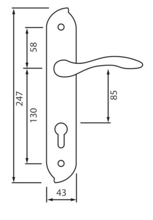 SIBA Ручка дверна VENICE на планці PZ - 85 мм хром (07 07)