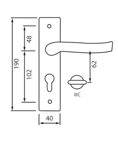 siba ruchka dverna verona na planci pz 62 mm mat.nikel hrom 22 07 1