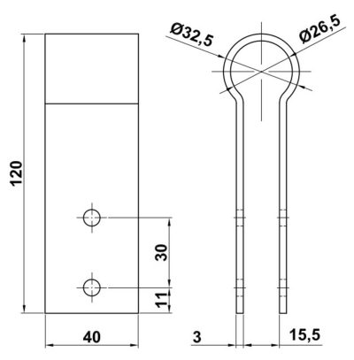 Amig Кріпильна скоба труба - панель 120 x 40 мм мод. 201