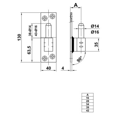 amig pidstava dlya nakladnoi zavisi mod.4900 130x40x4 mm 14 vilit 16 mm 2