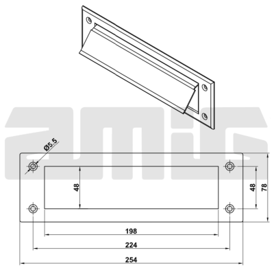 amig zaslinka dlya poshtovoi skrinki mod.1 254x73 mm latun 1