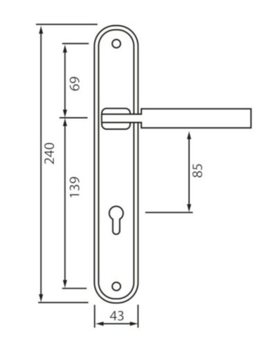 siba ruchka dverna assisi na planci pz 85 mm mat.nikel hrom 22 07 1