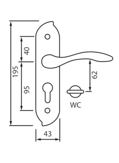 siba ruchka dverna venice na planci pz 62 mm mat.nikel 22 22 1