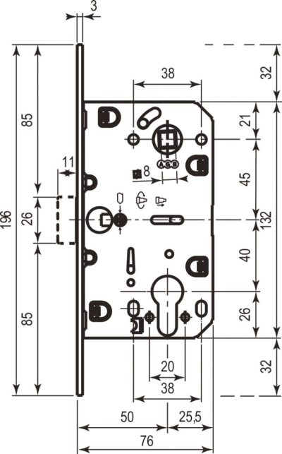 AGB Art. B011035003 Механізм Mediana Evolution під циліндр латунь 85мм