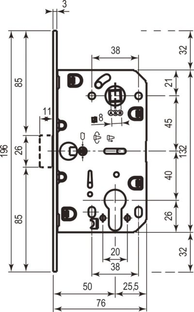 AGB Art. B011035006 Механізм Mediana Evolution під циліндр нікель 85мм