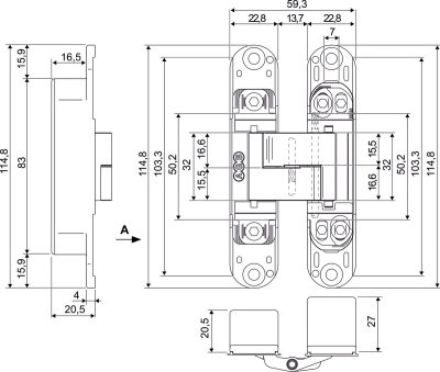 AGB Art. E302000203 завіса Eclipse 3.0 пол.латунь