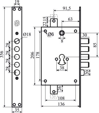 Механізм замку Securemme 2603LCR0328CXX