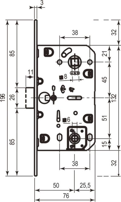 AGB Art. B061025093 Механізм Mediana Polaris чорний вж 96мм