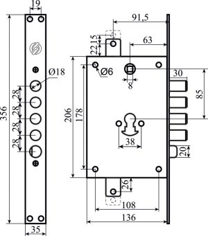 Механізм замку Securemme 2603RCR0328CXX