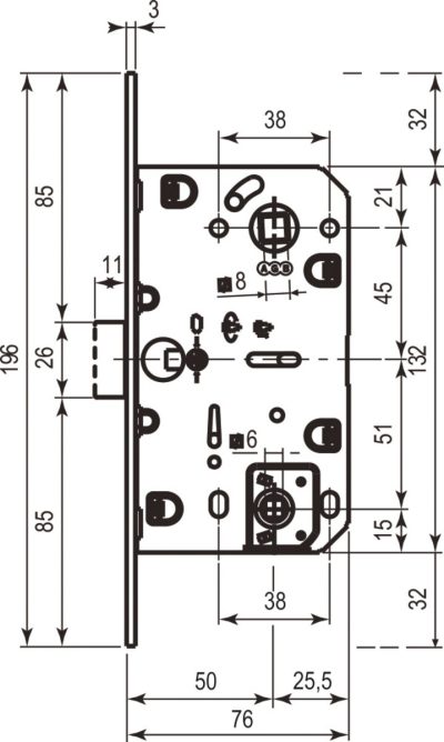 AGB Art. B061025022 Механизм Mediana Polaris ант бронза вж 96мм