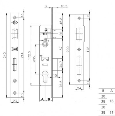 kale zamok alu 23 mm 153u 20 zashchipka b20 mm tekhkompl bez vidp. planky 1