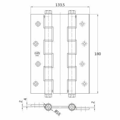 Amig Петля маятникова мод.3035 - 180x133x4 mm матовий хром* - Зображення 5