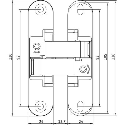 Anselmi AN 150 3D завіса прихована 24х110 мм (20 кг)