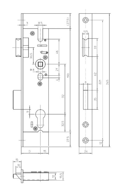 kfv zamok z zashchipkoiu res 28 pzw 9225 mm planka 245 x 24 x 3 mm 2