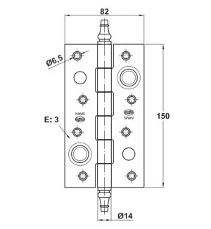 Amig Петля дверна протизнімна мод.561 - 150x82x3 mm чорна
