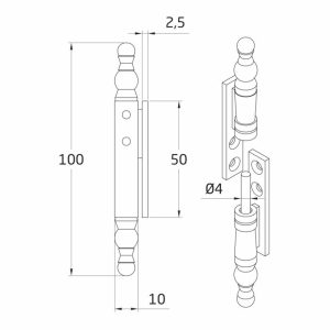 Amig Петля меблева мод.555 - 100 x 50 мм чорна