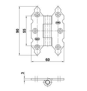 Amig Петля накладна мод.9010 - 90x60x3 мм*