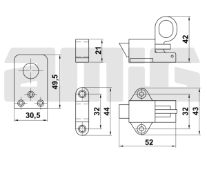 Amig Шпінгалет із пружиною мод.950 - 43x52 mm латунь