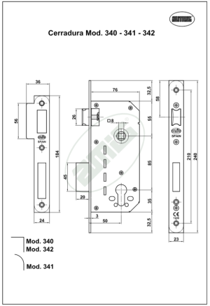 Amig Замок 1 ригель мод.340 латунь + циліндр 60 мм