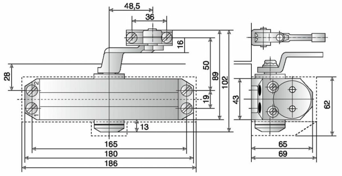 DORMA Дотягувач дверний TS77 EN-3 сірий 1 DORMA Дотягувач дверний TS77 EN-3 сірий