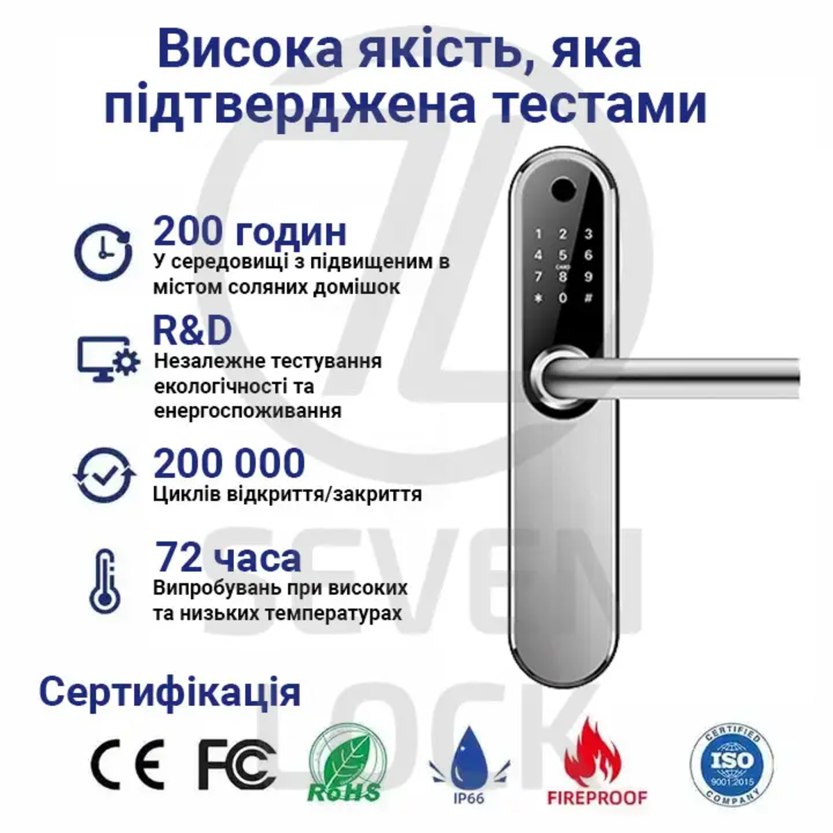 Розумний замок SEVEN LOCK SL-7768BF (85мм) black (Без врізної частини) 2 Розумний замок SEVEN LOCK SL-7768BF (85мм) black (Без врізної частини) - Зображення 2