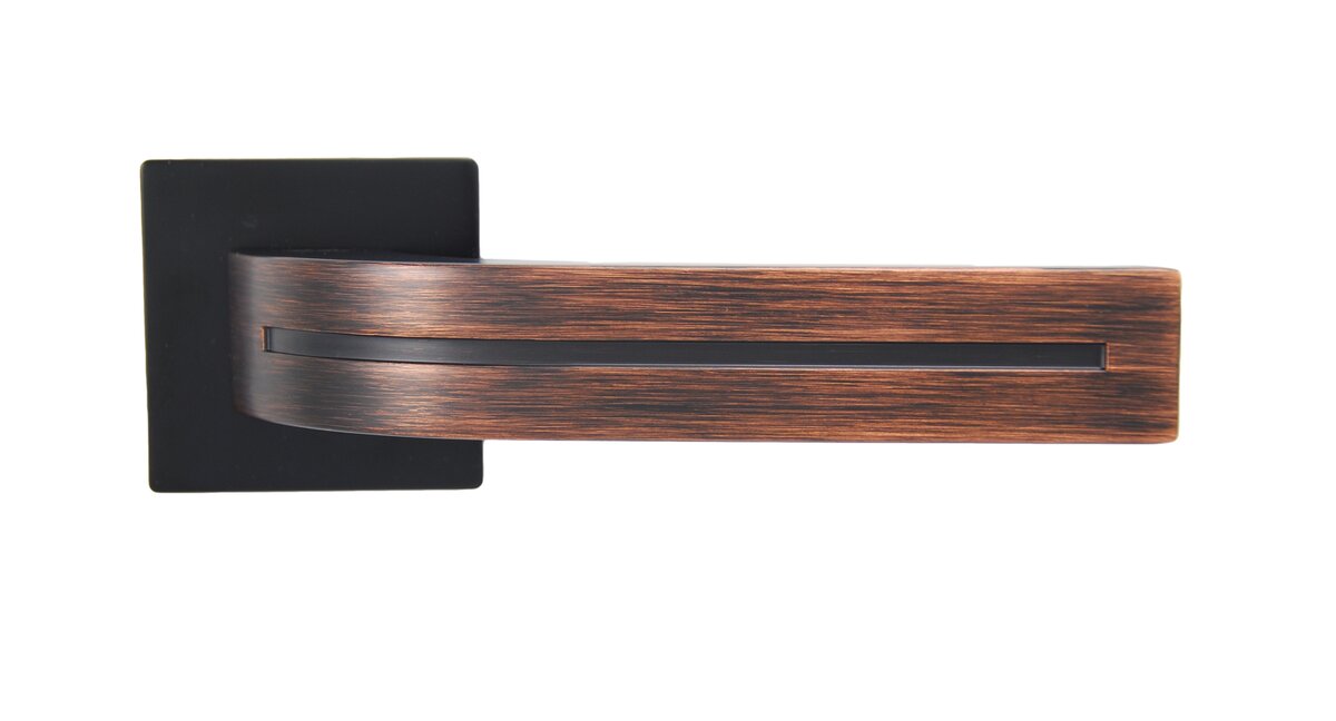 SIBA Ручка дверна KOMETA на розетці R09 чорний - бронза червона (66 99) 1 SIBA Ручка дверна KOMETA на розетці R09 чорний - бронза червона (66 99)