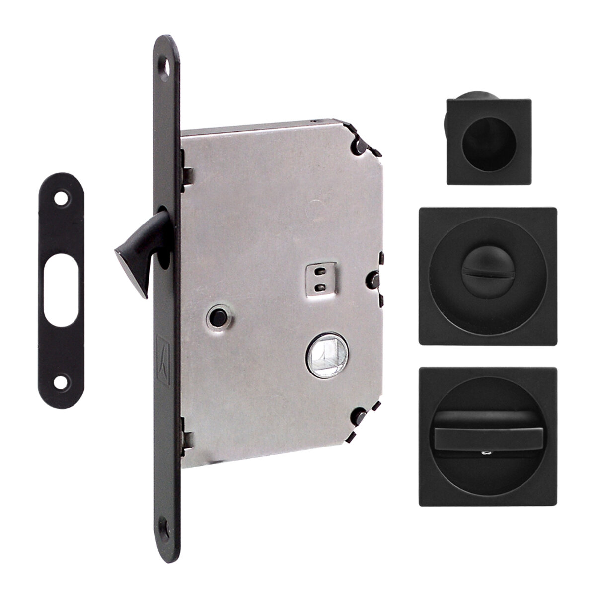 Ручка на раздв. двері Fimet 3667R +LOCK+MQ мат чорний (комплект wc) 2 Ручка на раздв. двері Fimet 3667R +LOCK+MQ мат чорний (комплект wc) - Зображення 2