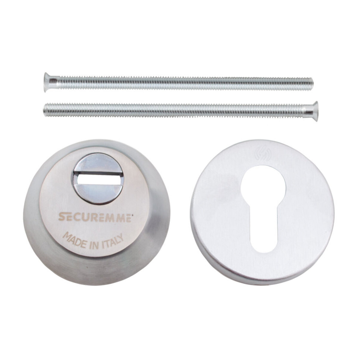 Securemme 4255KCS14M2 Броненакладка під циліндр мат. хром, з логотипом 2 Securemme 4255KCS14M2 Броненакладка під циліндр мат. хром, з логотипом - Зображення 2