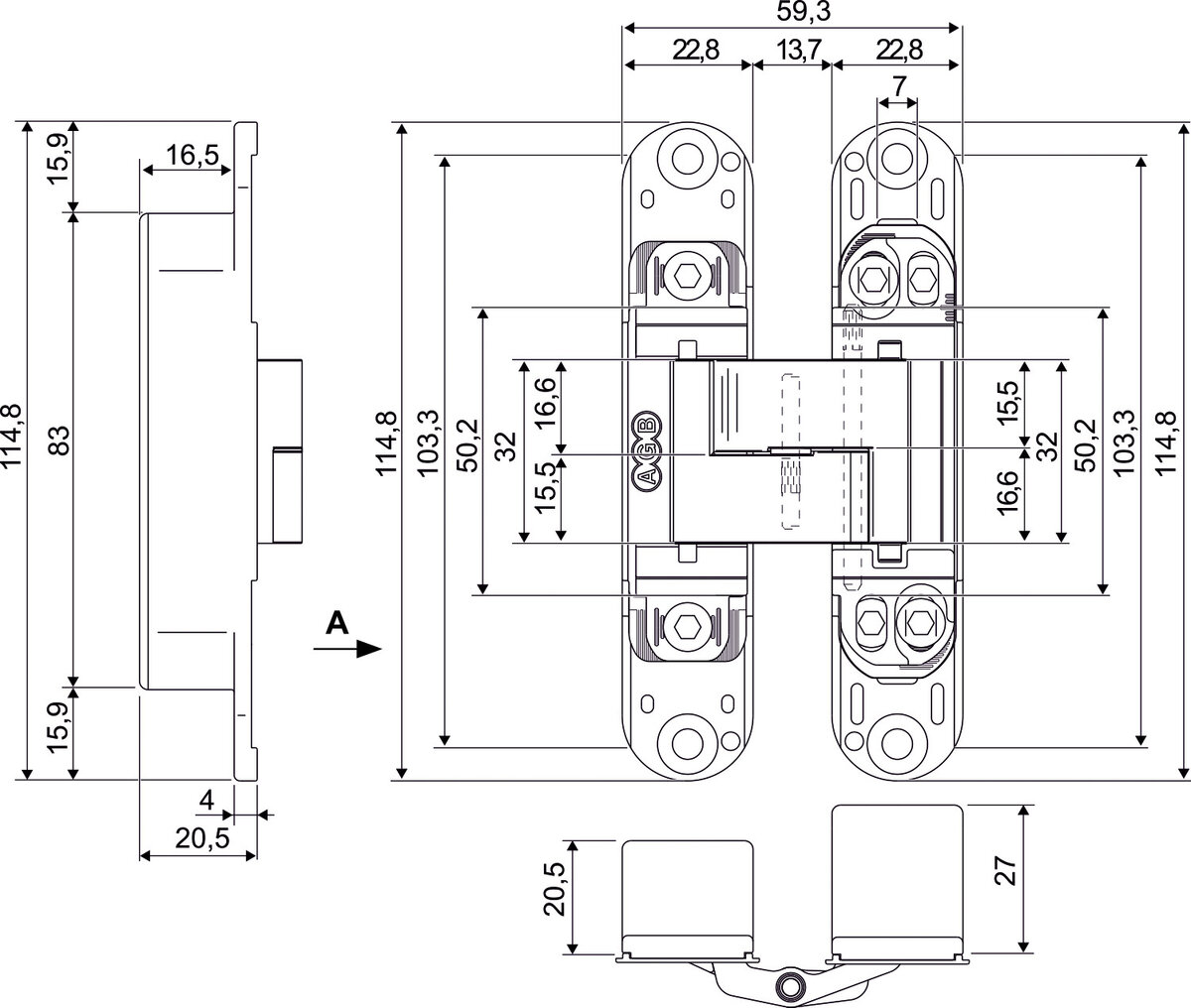 AGB Art. E302000203 завіса Eclipse 3.0 пол.латунь 1 AGB Art. E302000203 завіса Eclipse 3.0 пол.латунь