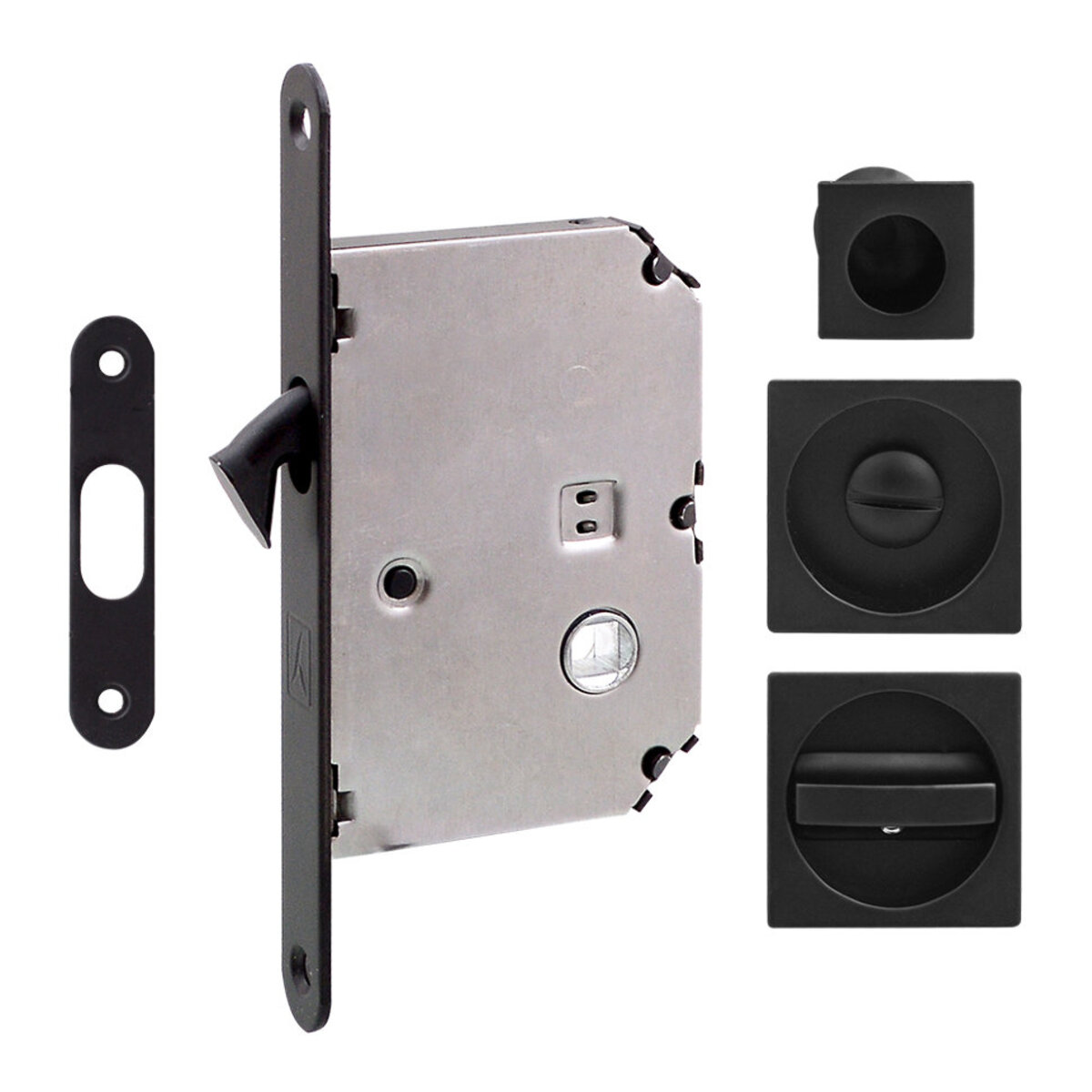 Ручка на раздв. двері Fimet 3667R +LOCK+MQ мат чорний (комплект wc) 1 Ручка на раздв. двері Fimet 3667R +LOCK+MQ мат чорний (комплект wc)