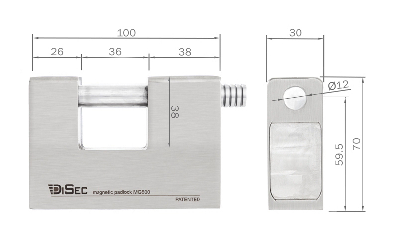 Замок висячий DISEC MG600 MAGNETIC_6G KM0P20 3KEY SLID_shackle 20мм 12мм BOX 3 Замок висячий DISEC MG600 MAGNETIC_6G KM0P20 3KEY SLID_shackle 20мм 12мм BOX - Зображення 3