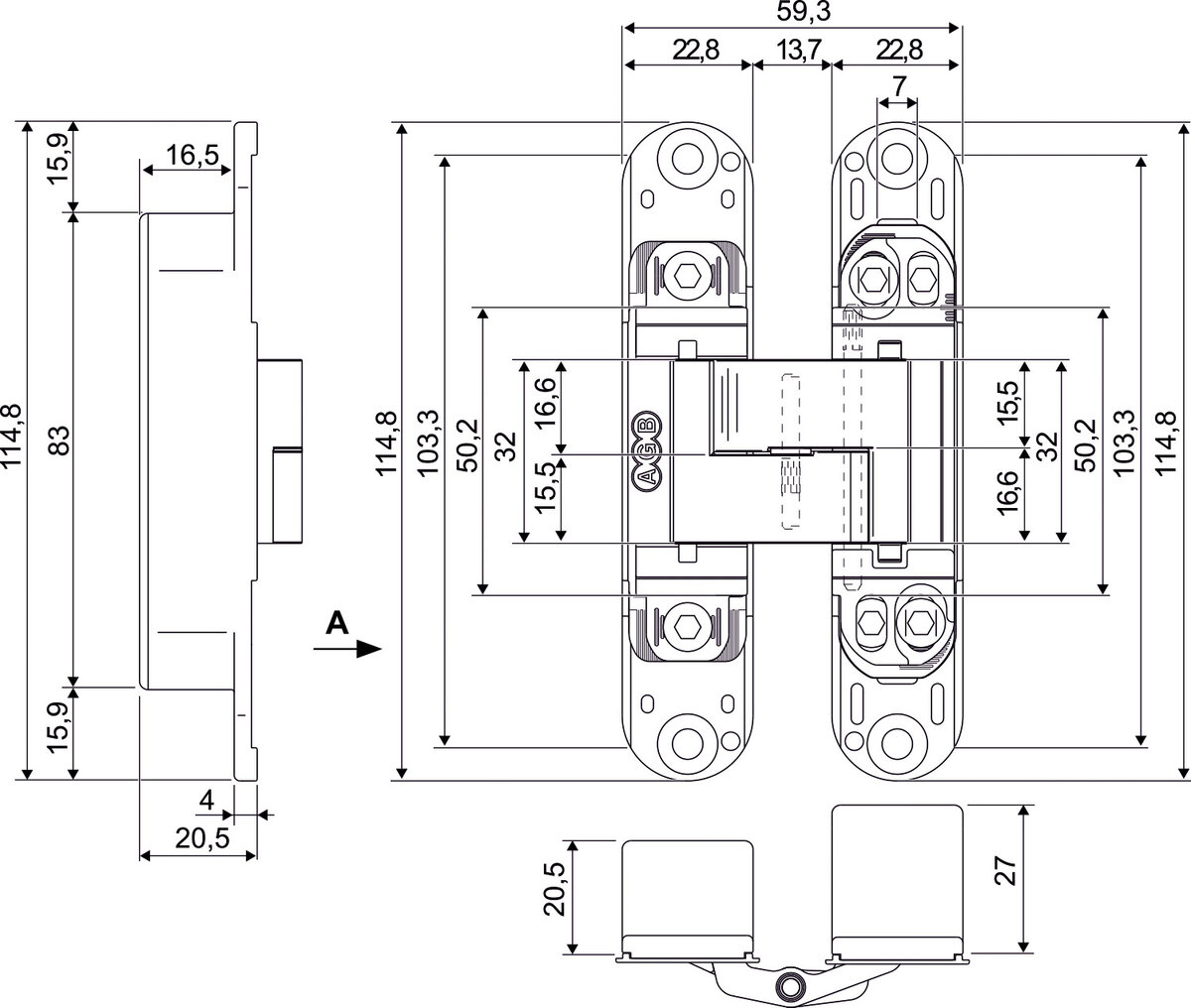 AGB Art. E302000206 Завіса Eclipse 3.0 нікель 3 AGB Art. E302000206 Завіса Eclipse 3.0 нікель - Зображення 3