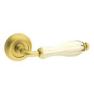 Ручка Fimet 148-231c F02 Lady мат.латунь/фарфор білий/золота.смужка R ф/з